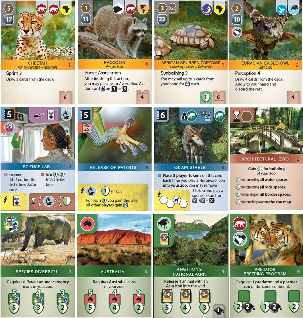 アーク・ノヴァの動物カード・後援者カード・保全プロジェクトカード